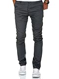 Amaci&Sons Herren Slim Fit Stretch Chino Hose Jeans 7100 Anthrazit W38/L34