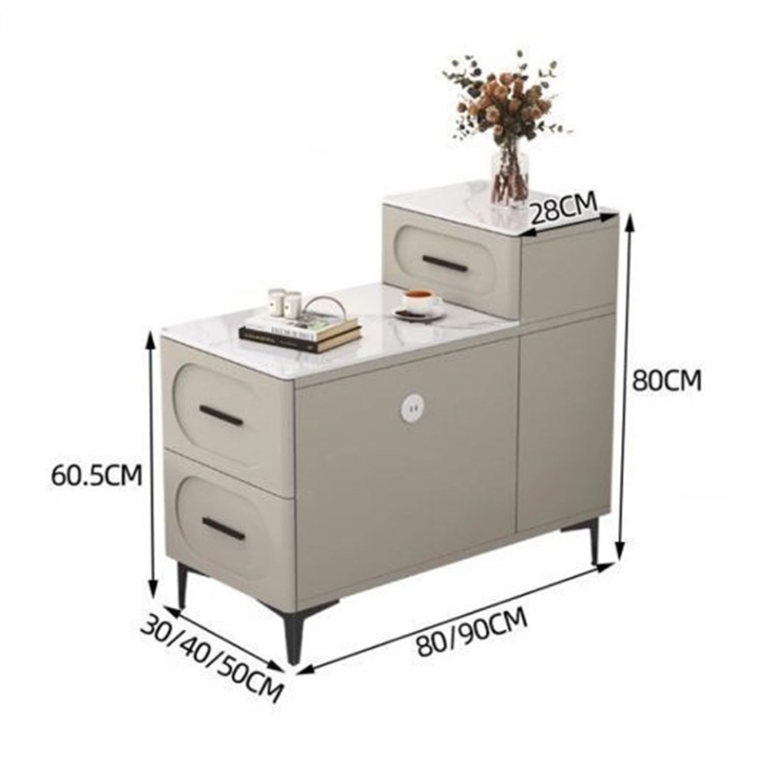 FUHAI-666 Sofa Sideboard Rockboard Sideboard Wohnzimmer Speisekammer Schrank Haushalt Moderne Einfache Tee Tisch Lagerschrank(Grigio,80x30x85cm)