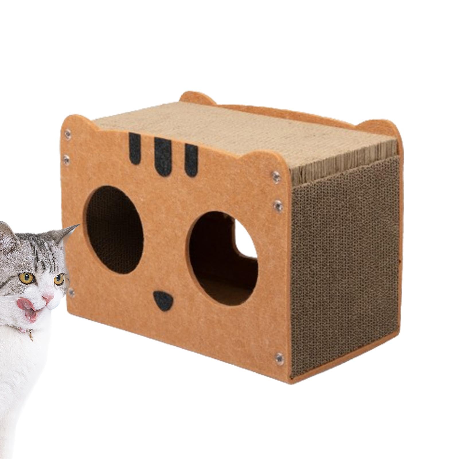 Katzenkratzhaus Karton | Abnehmbare Katzenspielbox, Wellpappe, Kratzbaum für Indoor-Katzen, Abnehmbarer Kratzbaum Katzenversteck Wellpappe