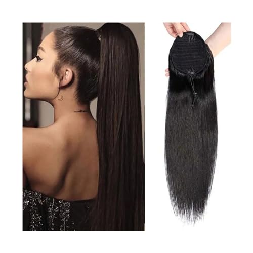 Pferdeschwanz Haarteil Gerade Pferdeschwanz-Echthaarverlängerung, Clip-in-Kordelzug, Pferdeschwanz-Verlängerung, natürliche Farbe, brasilianisches Remy-Haar, gerade Pferdeschwanz-Haarteile for Frauen