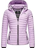 MARIKOO Damen leichte Übergangsjacke Steppjacke mit Kapuze Samtpfote Light Lilac Gr. S