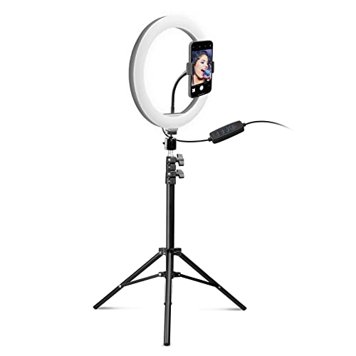 SBS Ringlicht mit Stativ - Selfie LED Ringlicht 25cm mit ausziehbarem Stativ & Fernbedienung - Dreibein Handy Stativ mit Fernauslöser & LED Licht - Stativ für Smartphone - Ringleuchte