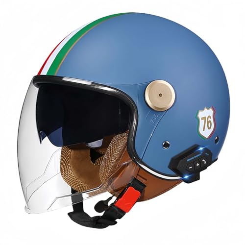 Motorradhelm, Offener Halbhelm Mit Sonnenblende, Retro-Vintage-Stil, Motorradhelm Für Jugendliche, Männer Und Frauen, DOT/ECE-Geprüft U,XL61-62CM