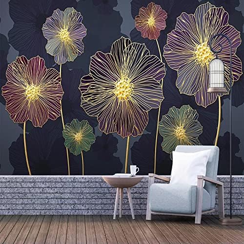 XLMING Licht Luxus Botanical Floral Beautiful Gold Line 3D Tapete Home Dekoration Wohnzimmer Sofa Schlafzimmer Tv Hintergrund Wand-150cm×105cm