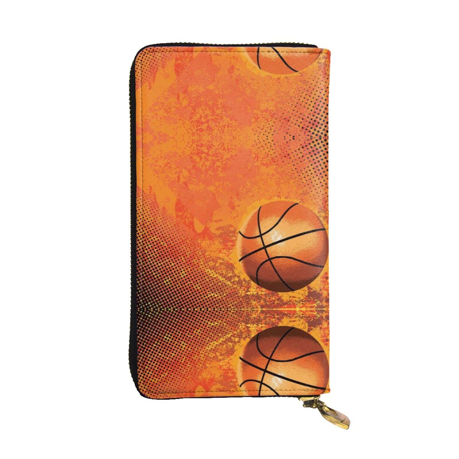 DMORJ Basketball Leder Lange Clutch Geldbörse: 19 x 10 cm bequem leicht wasserdicht langlebig schönes Geschenk, schwarz, Einheitsgröße, Schwarz , Einheitsgröße