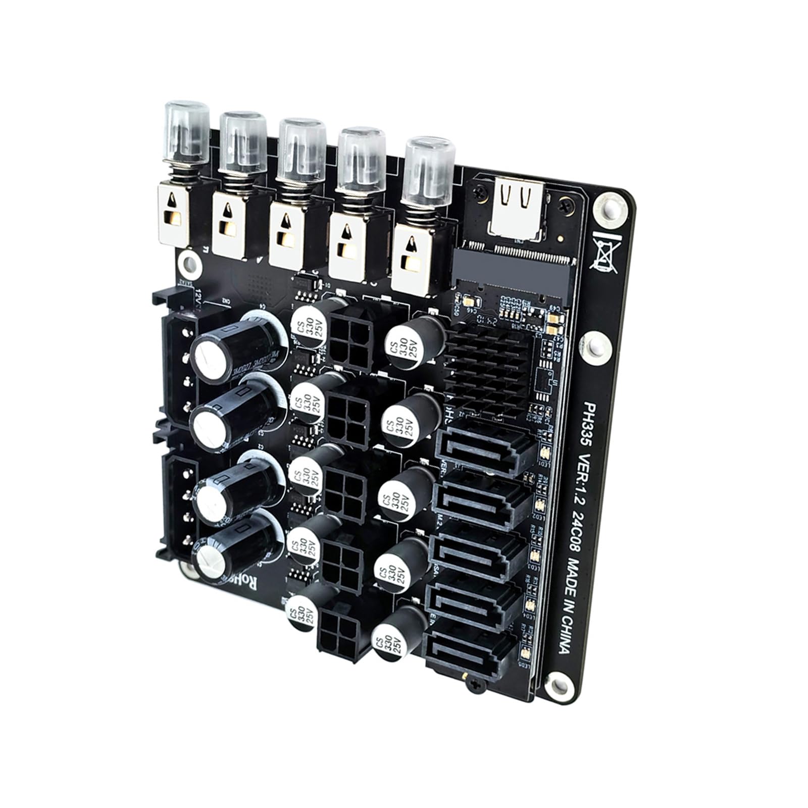 Fhkpsqkcn 2 x 4-polige auf 4-polige 5/12 V Stromverteiler-Umschaltung mit Festplattensteckplätzen für effiziente Systemverwaltungsmodul-Adapter