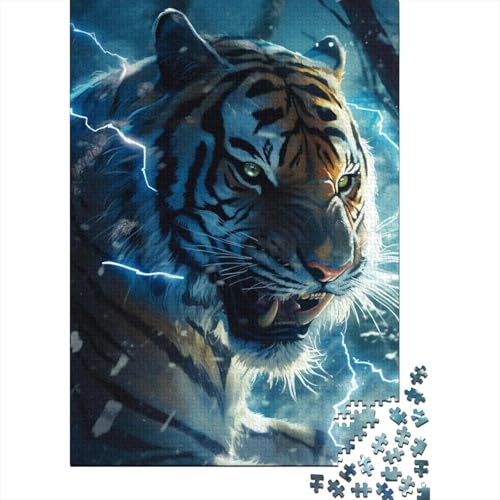 Fantasy Lightning Tigers Puzzle für Erwachsene und Teenager, 500 Teile, Puzzle für Erwachsene und Teenager, Puzzle für Erwachsene, Lernspiel, Herausforderungsspielzeug (Größe 52x38cm)