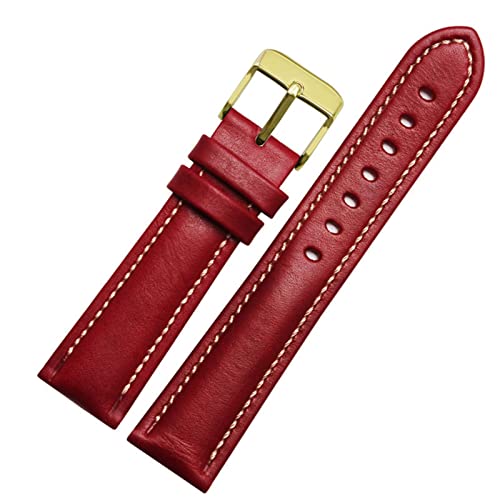 SCRUBY Für klassische Allzweck -Weave -Weave -Band -Modemarkenband 18mm 20mm 21mm 22 mm echtes Leahther Armband(Red-gold,20mm)