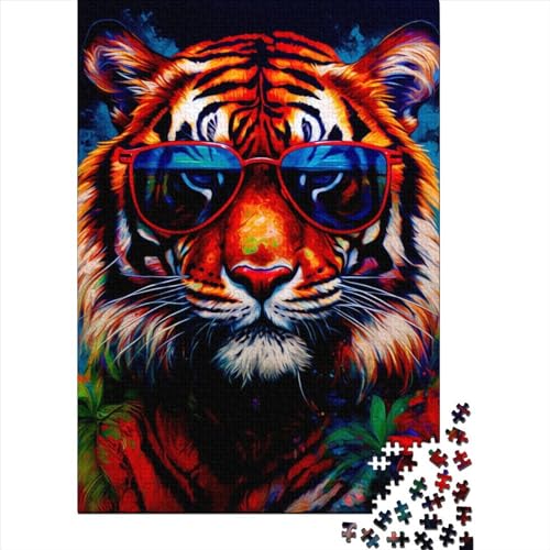 Bunter Tiger ... Holzpuzzle für Erwachsene und Teenager, 500 große Teile, Puzzle für Erwachsene, Spielspielzeug für Erwachsene, Familienpuzzle, Geschenk, 52 x 38 cm