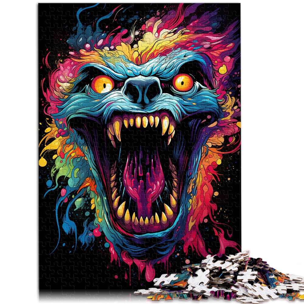 Puzzle für „Die farbenfrohe Psychedelie von Dr. Monster“, 1000 Teile für Erwachsene, schwierige Puzzles, Holzpuzzles, anspruchsvolles Spiel, 1000 Teile (50 x 75 cm)