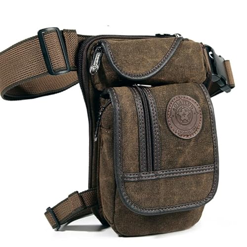 Leg Bag Motorrad Motorrad Oberschenkeltasche Nylon-Herren-Beintasche, Motorrad-Hüfttasche, multifunktionale Messenger-Umhängetasche, Reise-Hip-Hop-Tasche(Coffee Canvas)