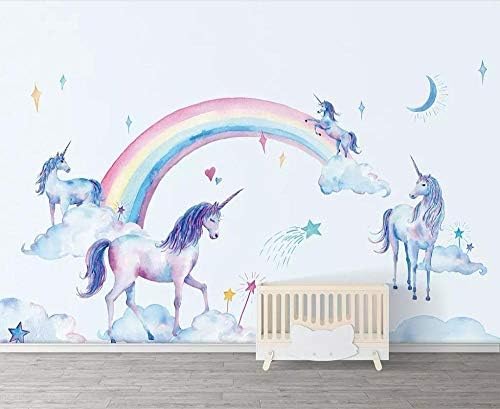 XLMING Pegasus Regenbogen Einhorn Küche Esszimmer Arbeitszimmer Wohnzimmer TV Hintergrund Wand 3D Tapete-430cm×300cm