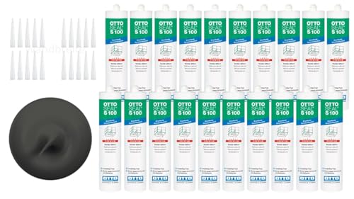 OTTOSEAL S 100 Premium-Sanitär-1K-Silikon Dichtstoff mattt auf Acetat Basis Otto Chemie 20er Set (20x matt anthrazit C8683)