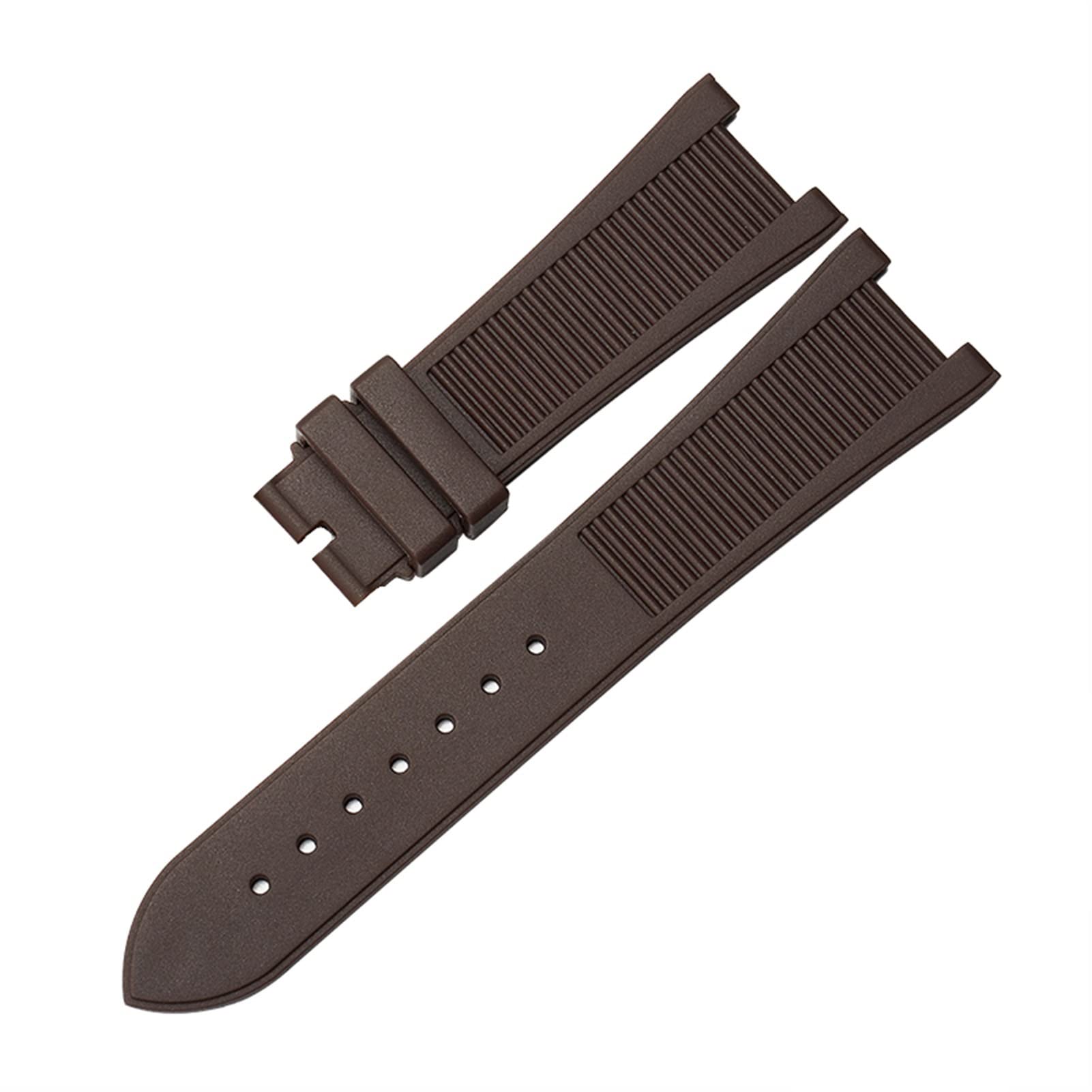 SCRUBY Zum Pp Patek Philippe Silicon Uhrengürtel 5711 5712G Nautilus Uhrengurt Spezielle Schnittstelle 25mm*13mm Uhrenband(Brown-No buckle)