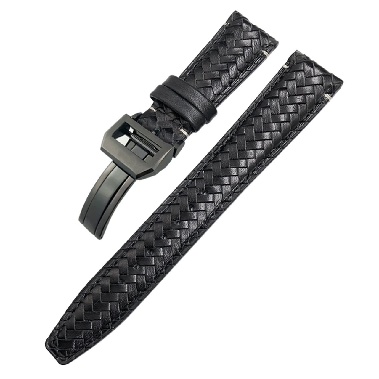 OPKDE Uhrenarmband aus Rindsleder mit gebogenem Ende, 20 mm, 21 mm, 22 mm, passend für IWC Portugieser Piloten, echtes Leder, 21 mm, Achat