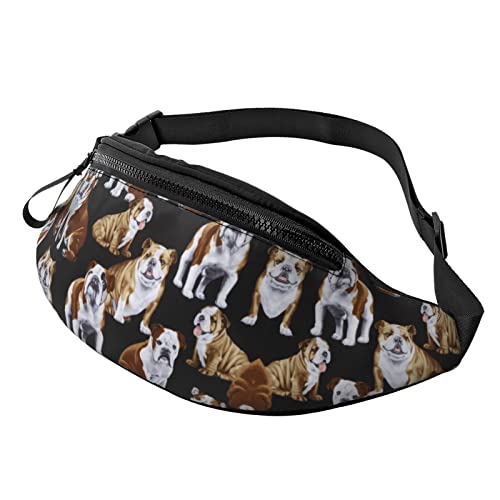 Gürteltasche mit englischen Bulldoggen für Damen und Herren, Hüfttasche, Reisen, Yoga, Fitnessstudio, für Outdoor, Workout, Sport, Reisen, Laufen, Schwarz , Einheitsgröße