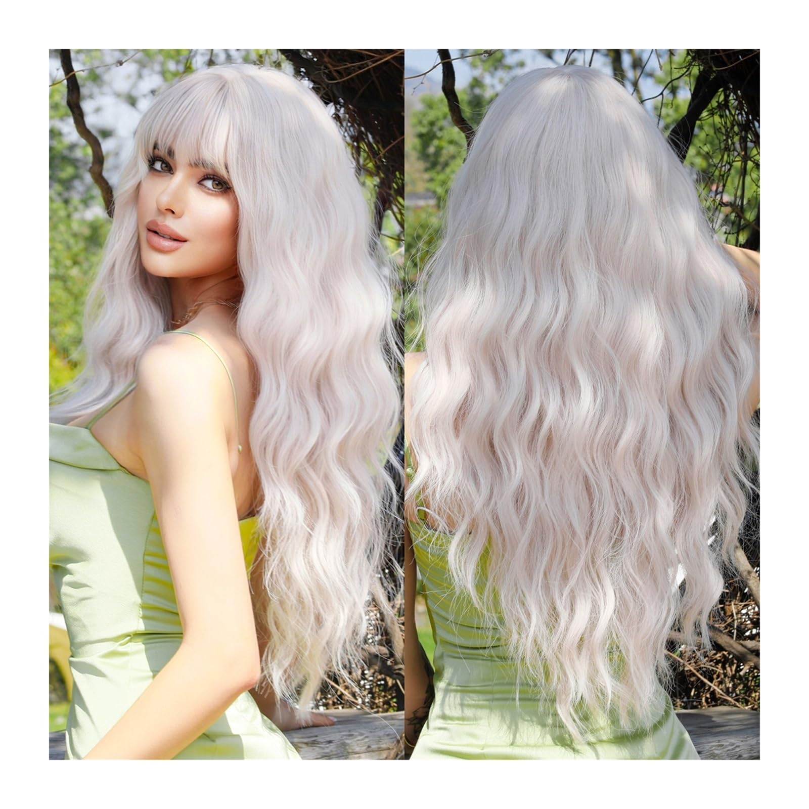 Perücken Synthetische Haar-Lolita-Perücken, hitzebeständig, Ombré-Blond bis rosa, lange gewellte blonde Perücken for Frauen, tägliches Cosplay, Hot Love Damenperücke(MW9078-1)