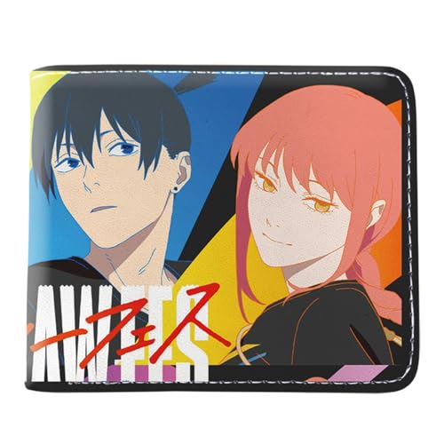 Chains-aw Man Geldbeutel Anime Mittelgroß, Cartoon-Münztasche Geldbeutel Klein, PU-Leder Kreditkartenhalter Geldbörsen, für Anime-Fan-Geschenke Jungen und Mädchen(Color:Multicolor 6)