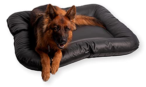 E-dogbed Strapazierfähiges Hundebett aus Kunstleder Hundematratze Ella Hundesofa Hundekissen Hundematratze Hundeliege Tierkissen Farbe und Größe wählbar von M bis XL (XL - 130x110 cm, Schwarz)