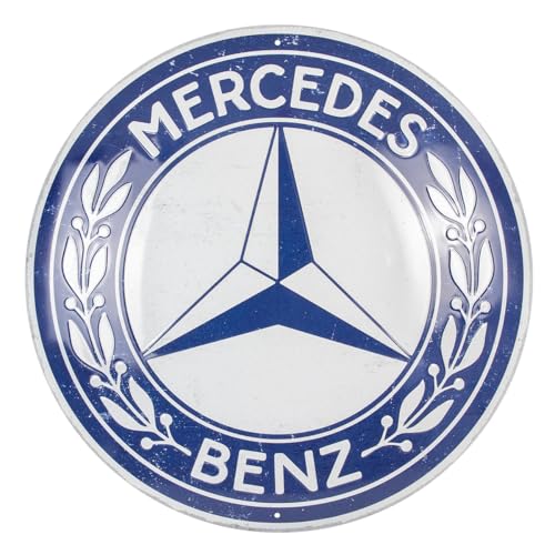 Nostalgic-Art Retro Blechschild, Ø 35 cm, Mercedes-Benz – Logo – Geschenk-Idee für Mercedes-Benz Accessoires Fans, Original Lizenzprodukt (OLP), aus Metall, Vintage Design