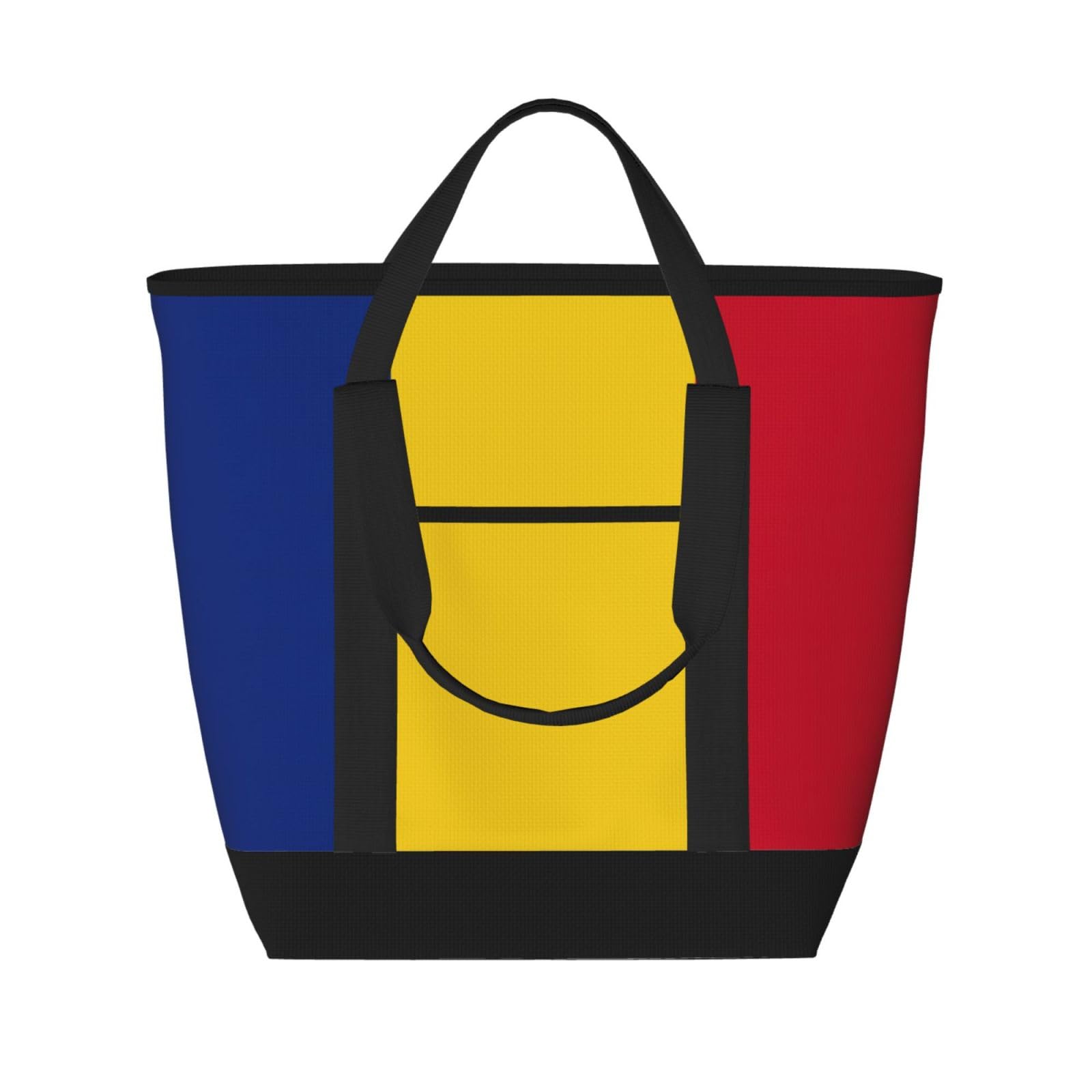 YQxwJL Isolierte Kühltasche mit Flagge von Rumänien, großes Fassungsvermögen, Einkaufstasche, Reisetasche, Strand, wiederverwendbare Einkaufstasche für Erwachsene, Schwarz, Einheitsgröße