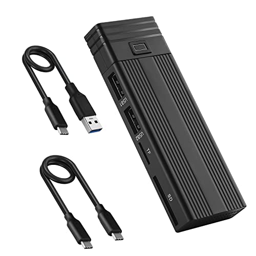 SHAPOKY 2-in-1 Typ C auf M.2 NGFF NVME auf USB 3.0 3.2 10G SSD Gehäuse Solid State Drive Box + HUB