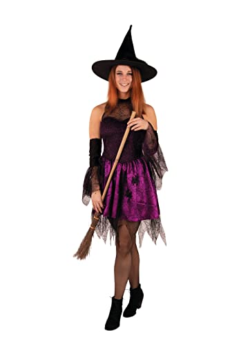 PartyXPeople Sexy Hexy Kleid Hexe Damenkostüm Gothic Halloween Verkleidung Kostüm fuchsia-schwarz 13726-38