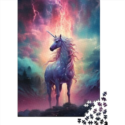 Einhorn-Pferde-Puzzles für Erwachsene und Teenager. Schwierige, anspruchsvolle Puzzles mit 1000 Teilen eignen ganze Familie und die (Größe: 75 x 50 cm)