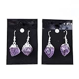 Genuine Purple Quartz Earrings Silvertone Plating Frenc Wire Style With Irregular Purple Stone