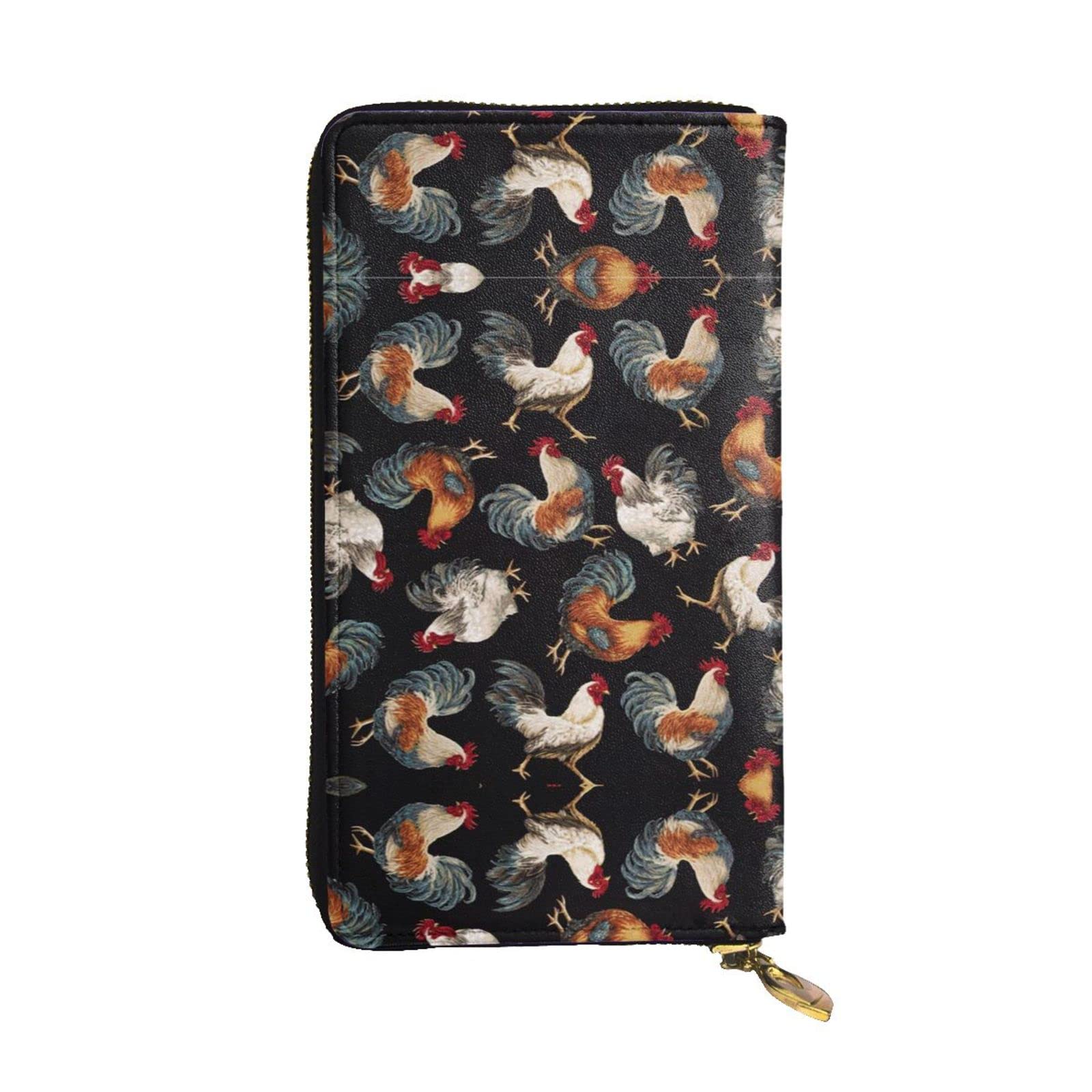 DMORJ French Roosters Leder-Clutch-Geldbörse, 19 x 10 cm, bequem, leicht, wasserdicht, langlebig, schönes Geschenk, Schwarz, Einheitsgröße, Schwarz , Einheitsgröße