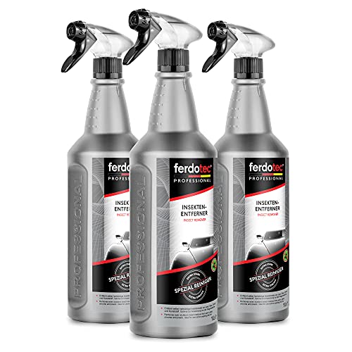 ferdotec® 3 x 1L Auto Insektenentferner zur Reinigung der Windschutzscheibe | Insektenreiniger Vorreiniger für Glas, Lack, Chrom, Kunststoffflächen | Autopflege zur Entfernung von Insekten & Flugrost