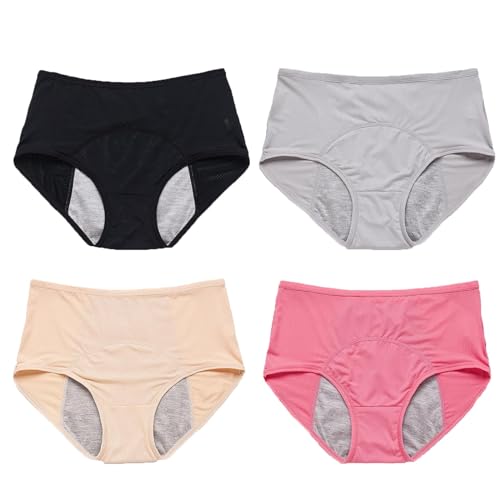 Everdries Auslaufsichere Damenunterwäsche, Everdries Auslaufsichere Höschen For Über 60-Jährige, Auslaufsichere Höschen For Inkontinenz (Color : 4pcs-A, Size : 4X-Large)