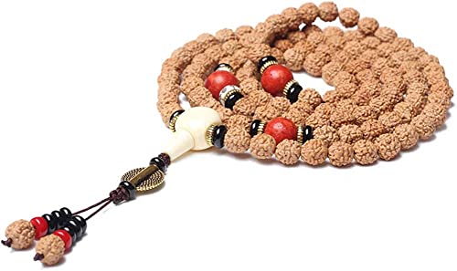 Buddhistische Gebetsperlen, China-Buddha-Perlen, Holz 108 Armband Mala-Gebetsperlen Natürliche Rudraksha Tibetische buddhistische Meditation Einzigartige Textur Halskette Paarschmuck ( Color : A-8/9mm