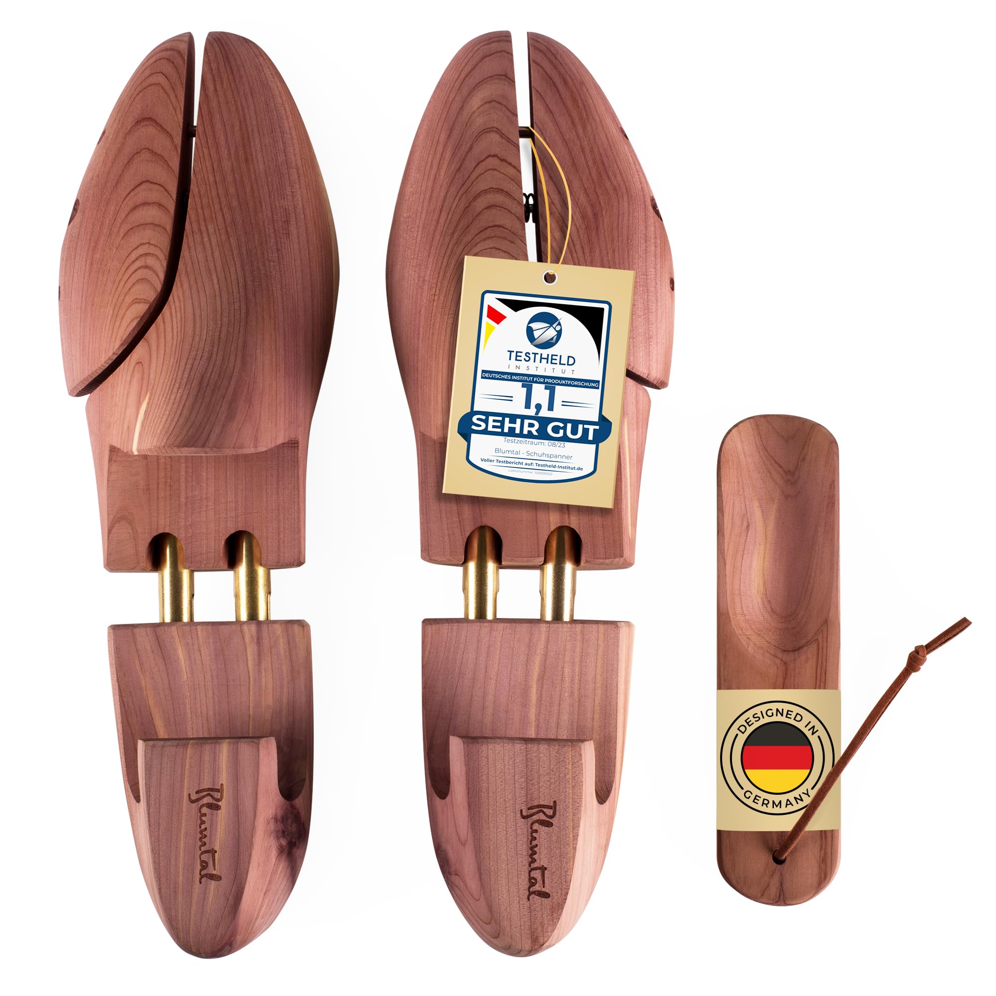 Blumtal - TESTSIEGER - Damen und Herren Premium Schuhspanner aus Zedernholz inkl. Schuhlöffel, Schuhdehner mit ergonomischem Design - 1, 2 oder 5 Paar