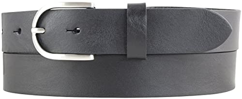 BELTINGER Überlängen-Gürtel für Damen aus Vollrindleder 3 cm | Ledergürtel mit silberner Gürtelschnalle 30mm | Hochwertiger Damen-Gürtel | Schwarz 125cm