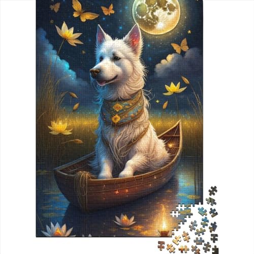 Tier-Fantasie-Hund-Holzpuzzle für Erwachsene, Puzzle 1000 Teile, Puzzle für Erwachsene, Puzzles für die ganze Familie, Spiele für Weihnachten und Geburtstage (Größe: 75 x 50 cm)