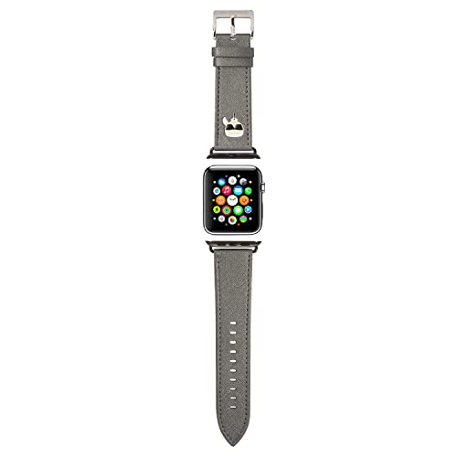 KARL LAGERFELD KLAWLOKHG Uhrenarmband für Apple Watch 42/44/45mm Silber Saffiano Karl Heads