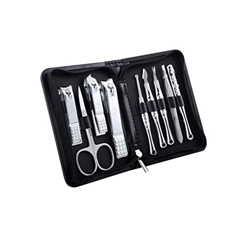 BONAD Zehennagelknipser Nagelklipper Set Professional Pedicure Maniküre Set Schönheit Werkzeug Schönheitsset mit Schwarzem Pu. Ledertasche Unisex (Kohlenstoffstahl) Nagelknipser-Set (Color : Silver)