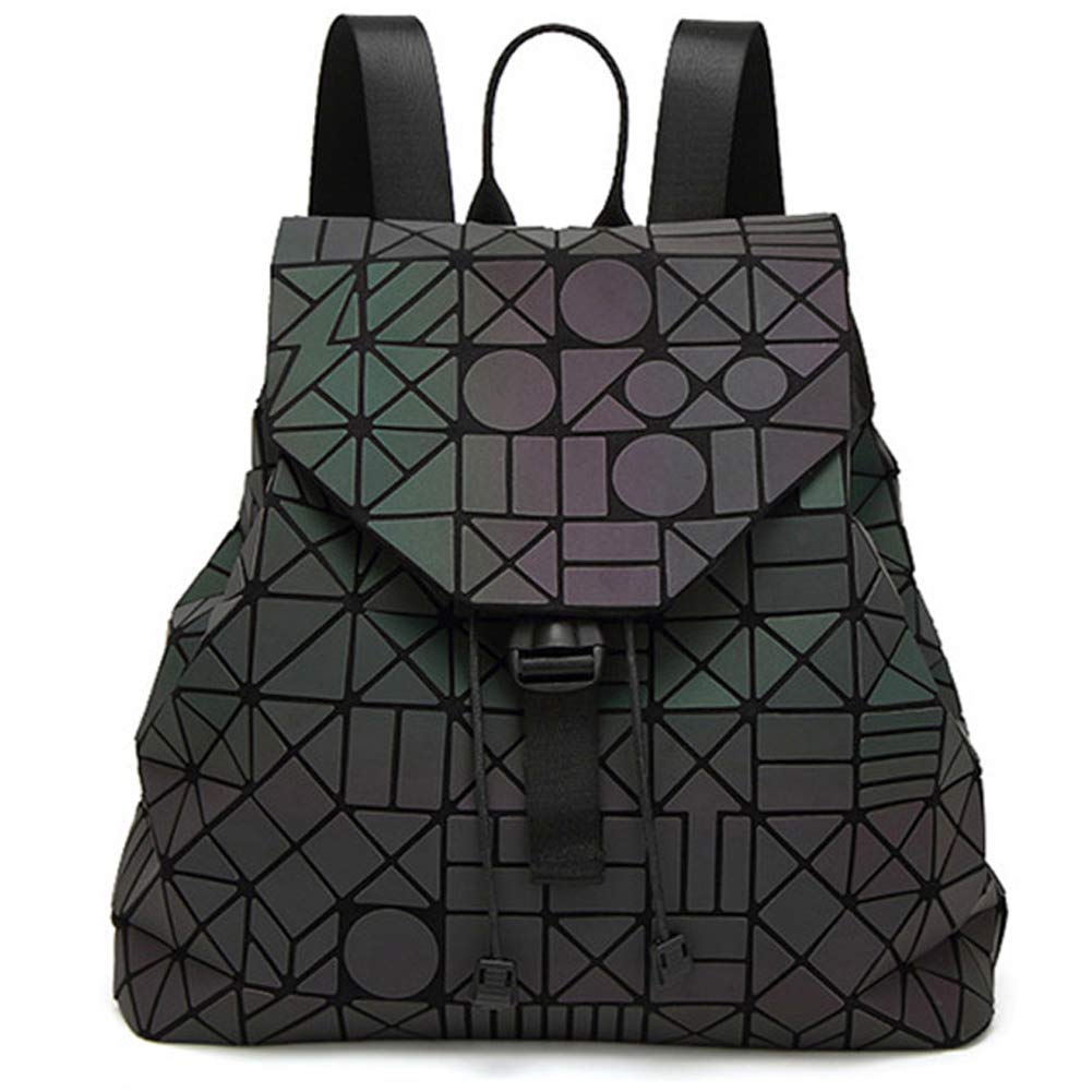 MARBER Frauen Rucksack Luminous Geometric Nightglowing Mode Bunte Rhombische Daypack Rucksack Taschen für Frauen Mädchen Campus Outdoor Reise