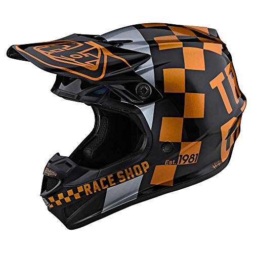 Troy Lee Designs SE4 PA Checker Motocross Helm Schwarz/Gold XL