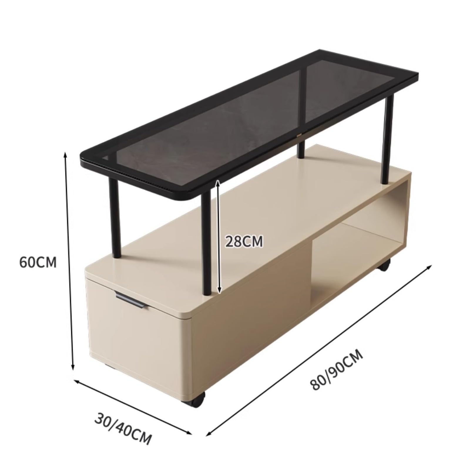 FUHAI-666 Sofa-Seitenschrank, leichter Luxus-Couchtisch, beweglicher kleiner Tisch, Naht-Aufbewahrungsschrank, Wohnzimmer, einfacher Aufbewahrungsschrank(30x90x60cm,C)