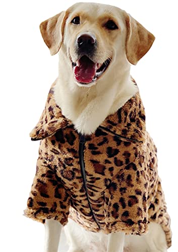 XS-12XL Hundemantel mit Kapuze Winter Dickes Fleece Hundepullover für Französische Bulldogge Schnauzer Leopard Klein Mittel Groß Hunde (Farbe : Without Hood, Größe : XXL)