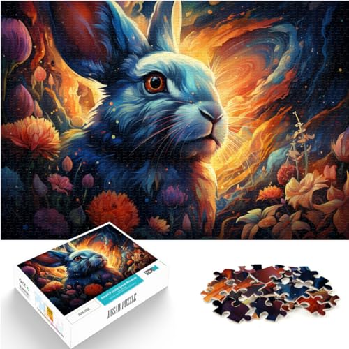 Puzzles für farbenfrohen, wunderschönen Sternenhimmelhasen. Schwierige, anspruchsvolle Puzzles mit 1000 Teilen aus Holz. Familienunterhaltungsspielzeug. 1000 Teile (50 x 75 cm)