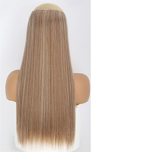 Clip-in-Haarverlängerungen Dickes, langes, glattes, synthetisches, langes, glattes 5-Clip-in-Haarteil, 55/80 cm, hitzebeständig, einteiliges Kunsthaarteil for Frauen, natürliches Schwarzbraun Clip-in-