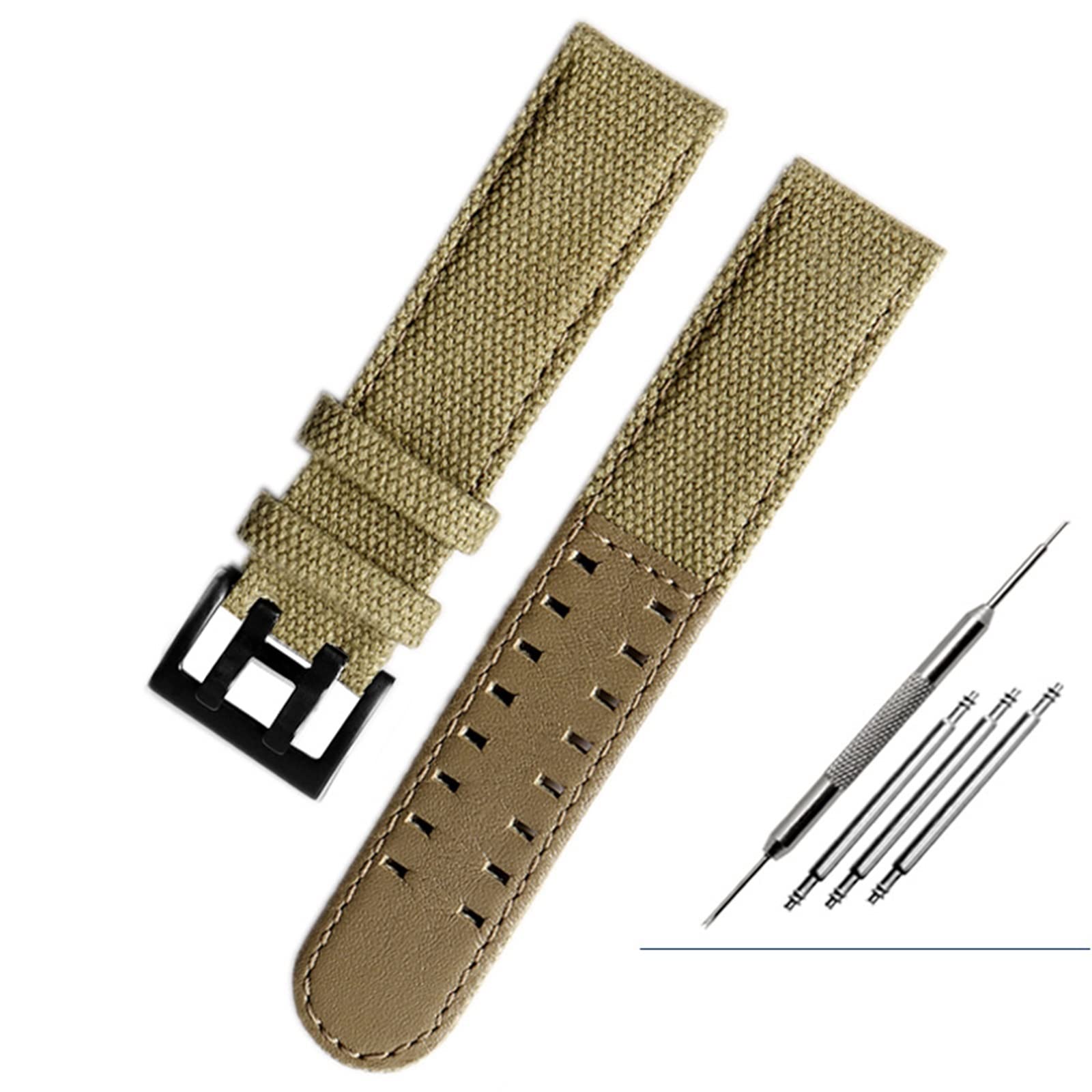 NEYENS Das Canvas-Lederarmband ist geeignet für Hamilton Khaki Field Watch H68201993 H7060596. Für Seiko-Armband mit 20 mm und 22 mm Schnalle, 22 mm, Achat