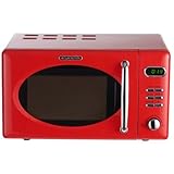 Wolkenstein Retro Stand Mikrowelle WMW720 I 700W Mikrowellenleistung I 20L Garraum I5 Leistungsstufen I 8 Garprogramme IAuftaufunktion I Metall-Gehäuse I Drehteller (24,5cm) I LED-Display (Rot)