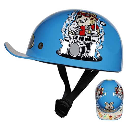 Motorrad-Baseballkappe, Motorrad-Halbhelme, Roller, Moped, Jethelme, Herren Und Damen, Moped-Helm, Motorrad, ECE-Geprüfter Vintage-Helm D,L53-54CM