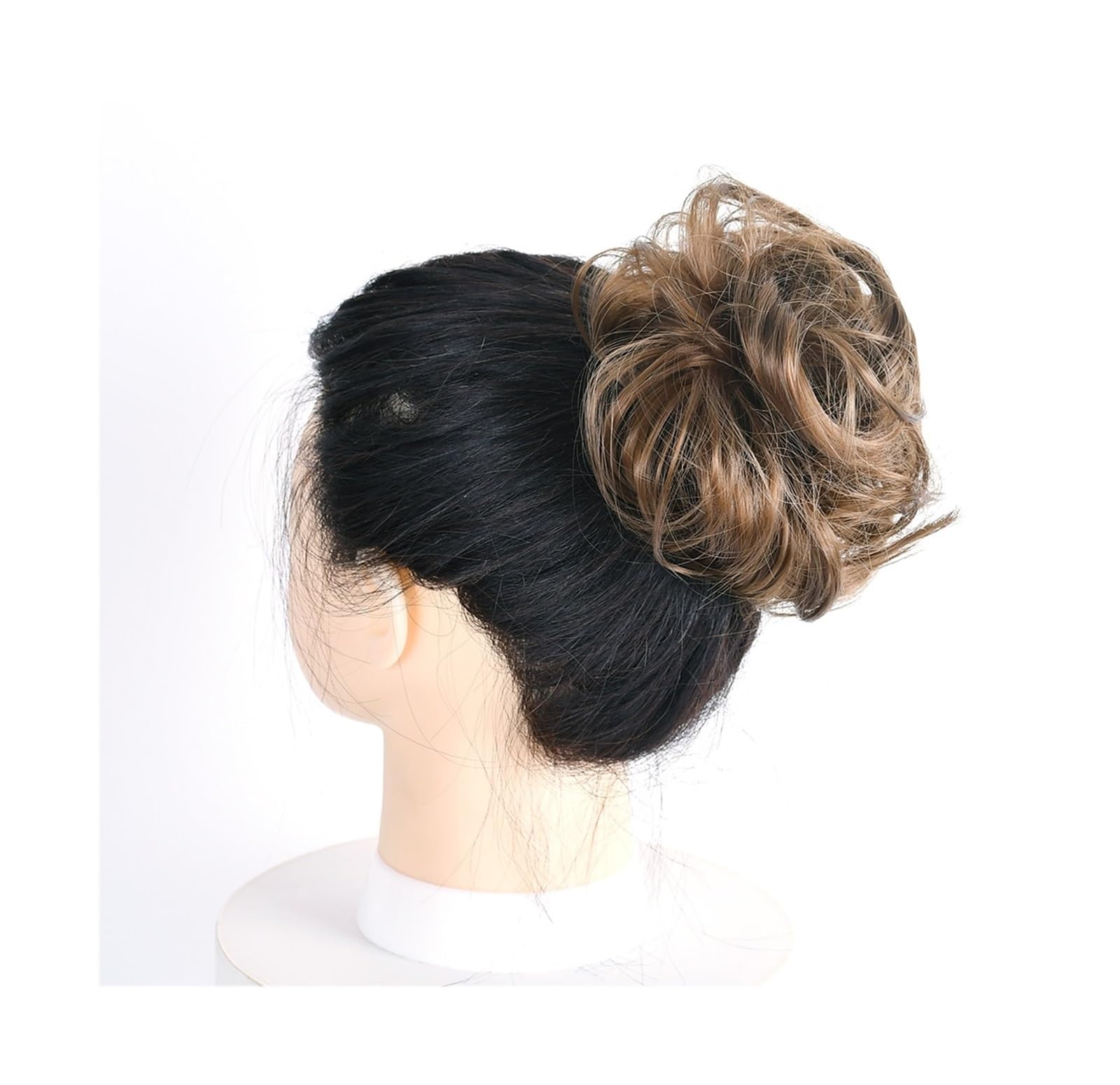 Haarteil Haargummi Lockiger, unordentlicher Haarknoten, Chignon, Donut, Haarpolster, elastisches Haar, synthetisches Haarteil for Frauen Haarverlängerung(6A)