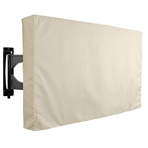 Crepundia Outdoor Tv Cover Im Freien TV-Bildschirm-Staubabdeckung schwarz Fernseher Set wasserdicht widerstandsfester Schutzbeutel 24 "38" 42 "48" 52 "65inch(Rice White,36 38inch)