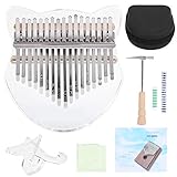 Thumb Piano Kit, Kalimba Crystal Shape 17 Taste für Anfänger Kompakte Struktur mit Bag Tuning Hammer Bracket Wischtuch Musikinstrument(Transparent) Musikinstrument